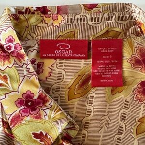 Oscar De La Renta Silk Floral Blouse - 8